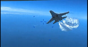 Zderzenie rosyjskiego Su-27 z dronem MQ-9 Reaper. fot: USAF